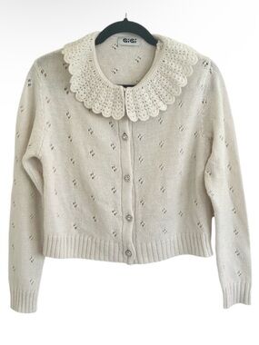 GiGi Knitwear Dolly 100% Merino Wool Cardi in Cream Small